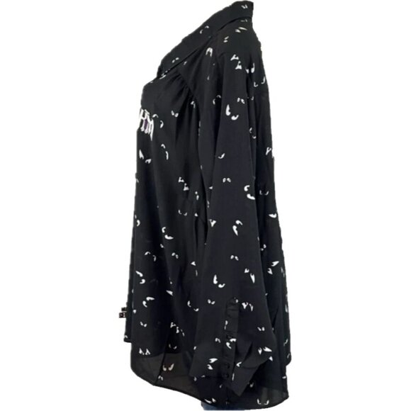 Disney +3 Button Collar Spooky Eyes Haunted Mansion Relaxed Long Sleeve Shirt - Picture 5 of 6